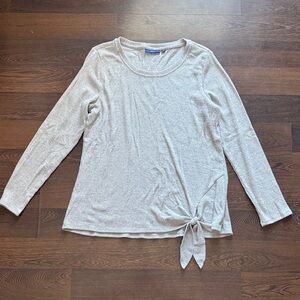 Apt. 9 Ribbed Knit Side Tie Long Sleeve Gray Large